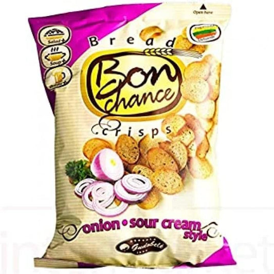 Bon chance With Sour Cream flavour and onion seasoning mix Bread Crisps - Snack for Sharing with Friends - 60 grams