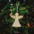 Lukata Premium Wooden Card with Pop-Out Angel & Envelope, Merry Christmas Card For Friends & Family, Hanging tree decorations, Linen Thread - Lukata LTD