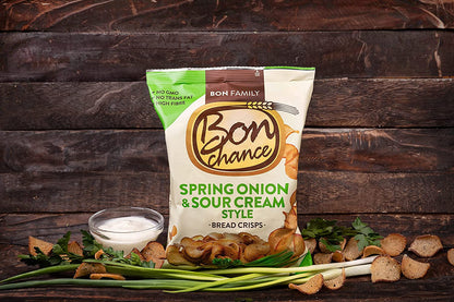 Bon chance With Sour Cream and Spring Onion seasoning mix Bread Crisps - Snack for Sharing with Friends - 60 grams