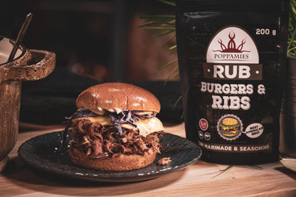 Poppamies Rub Burgers & Ribs, Dry Marinade & Seasoning Perfect for Beef Pork Ribs Briskets Great in The Grill Oven Boiler and Pan - Best American BBQ - Lukata LTD