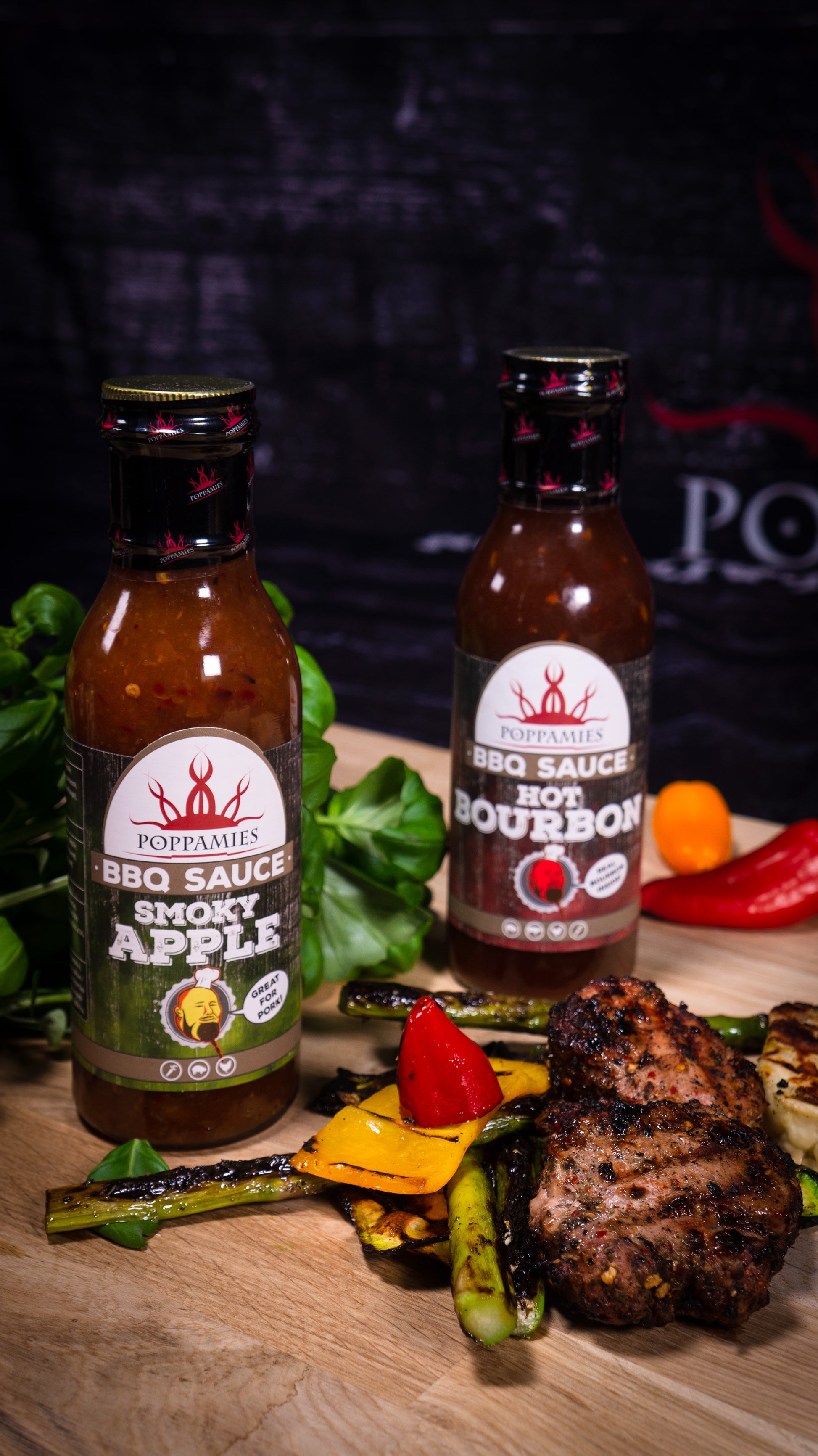 Poppamies BBQ Sauce Hot Bourbon - Well-suited for grilled food and burgers and for use as a dip and cooking sauce - Spiciness 6/10 - 410g - Lukata LTD