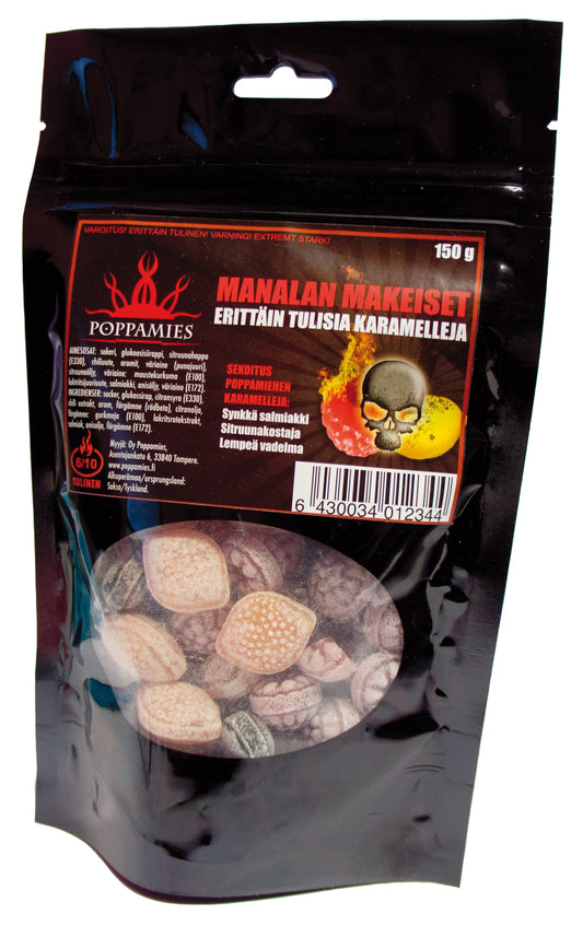Poppamies Manalan St. Mixed Fiery Candies Extra Hot - Gluten-free, lactose free, vegan - Spiciness: 6/10 Size: 150g - Lukata LTD